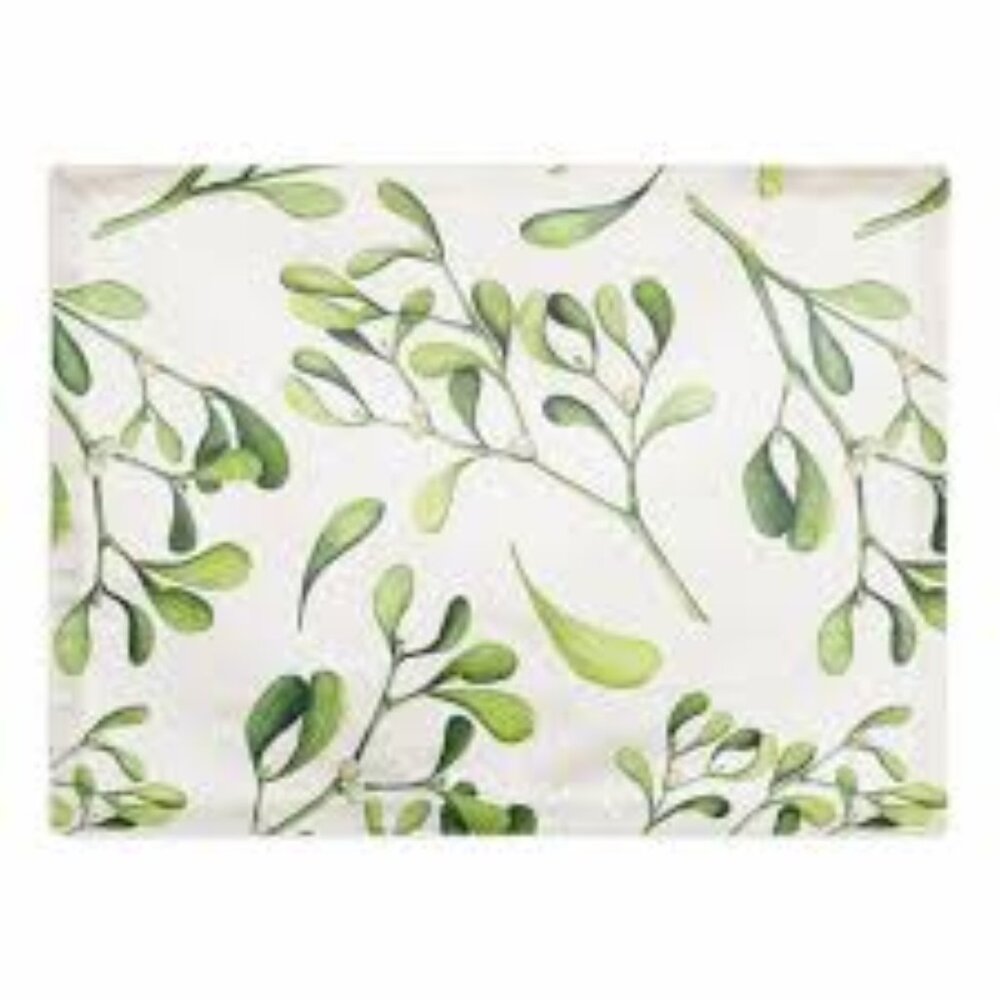 Poly Twill Floral Placemat | Green Rectangle Table Mat | 14” x 18”